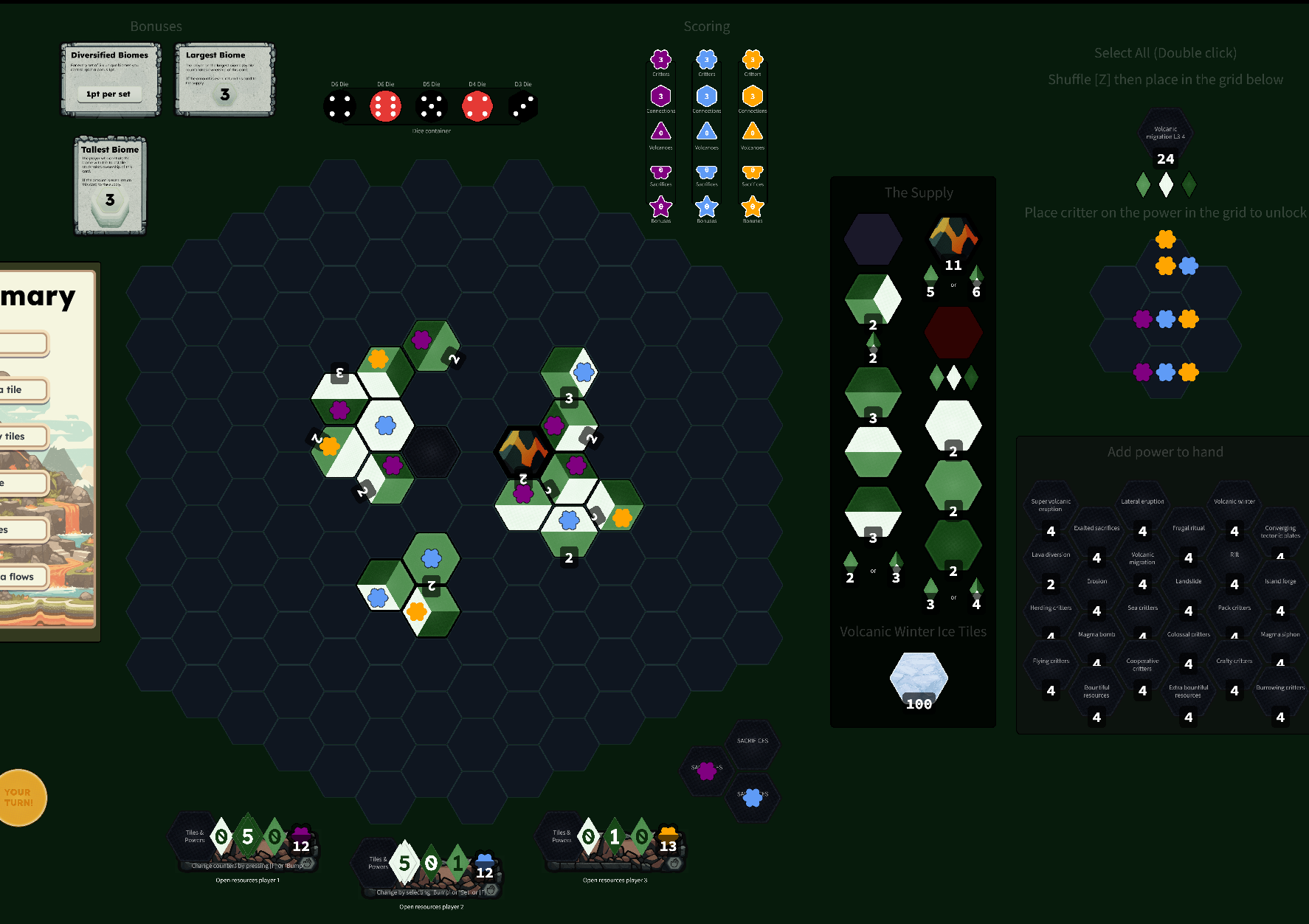 Orange triggers the super volcano to try and win with a rush, one round left!