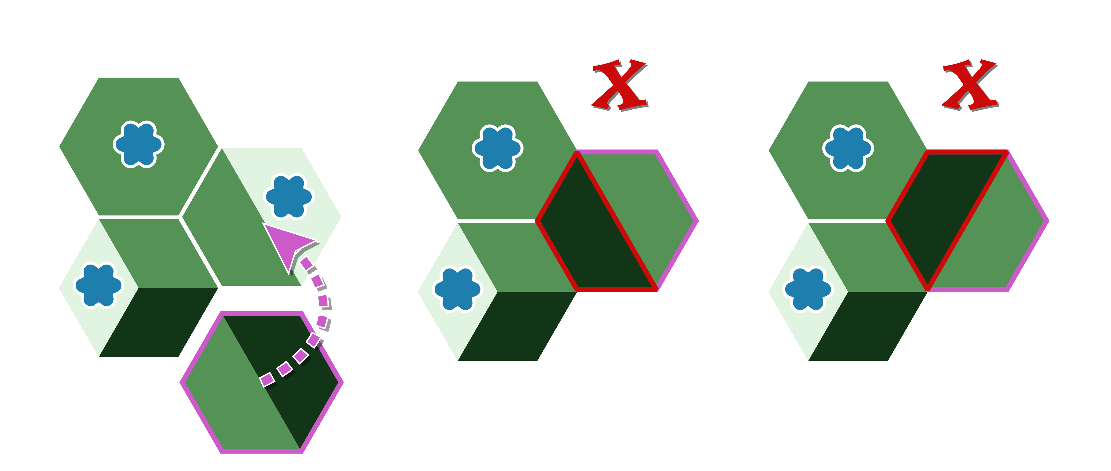 These rotations aren't allowed because there are no connecting biome edges to the existing land tiles.